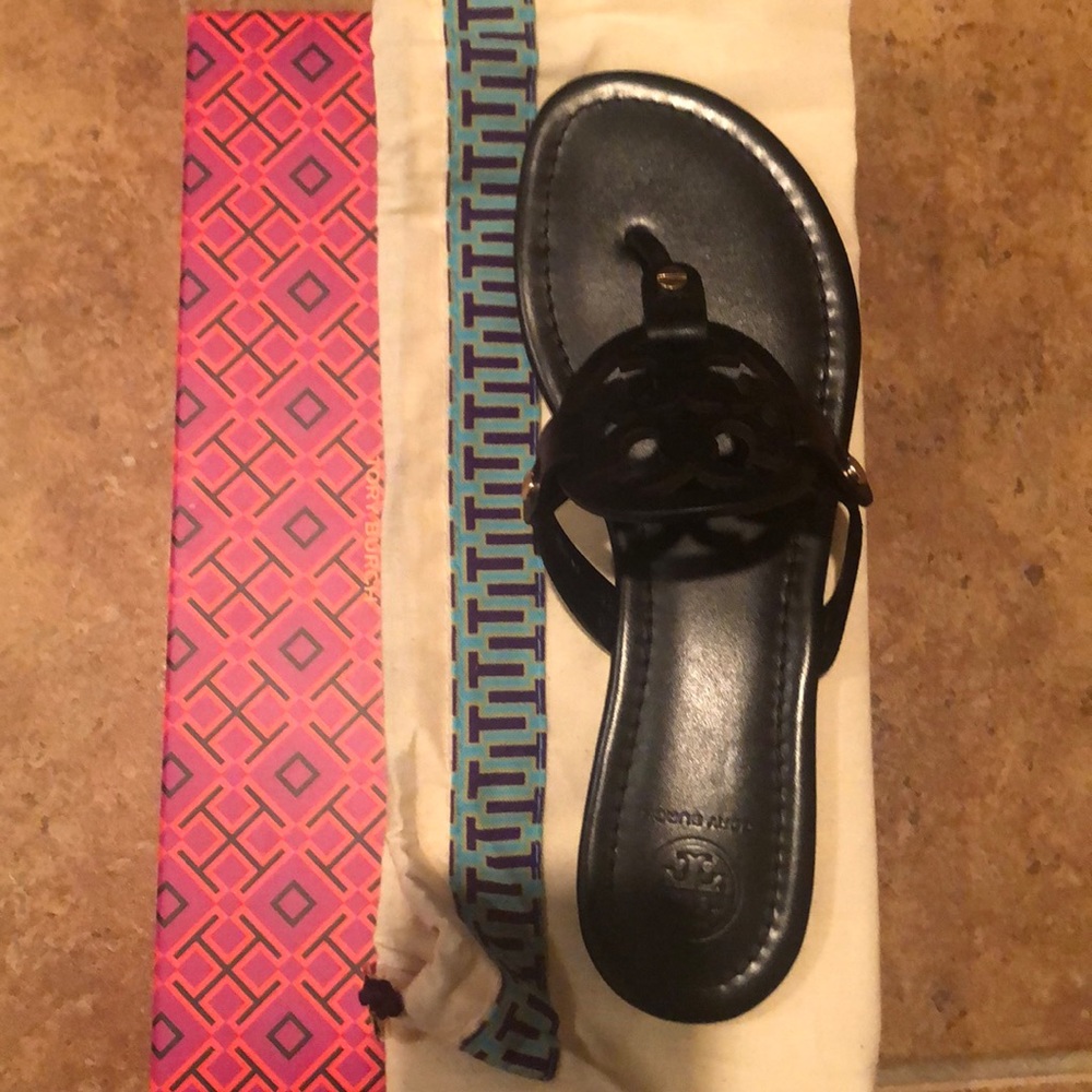 Tory Burch Black Leather Miller Flip Flop